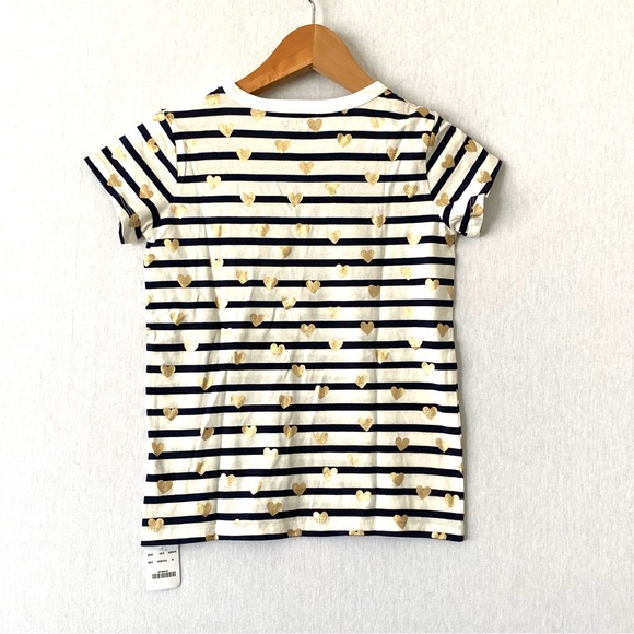 J. Crew Crewcuts Girls Gold Hearts Striped T Shirt - Picture 2 of 3